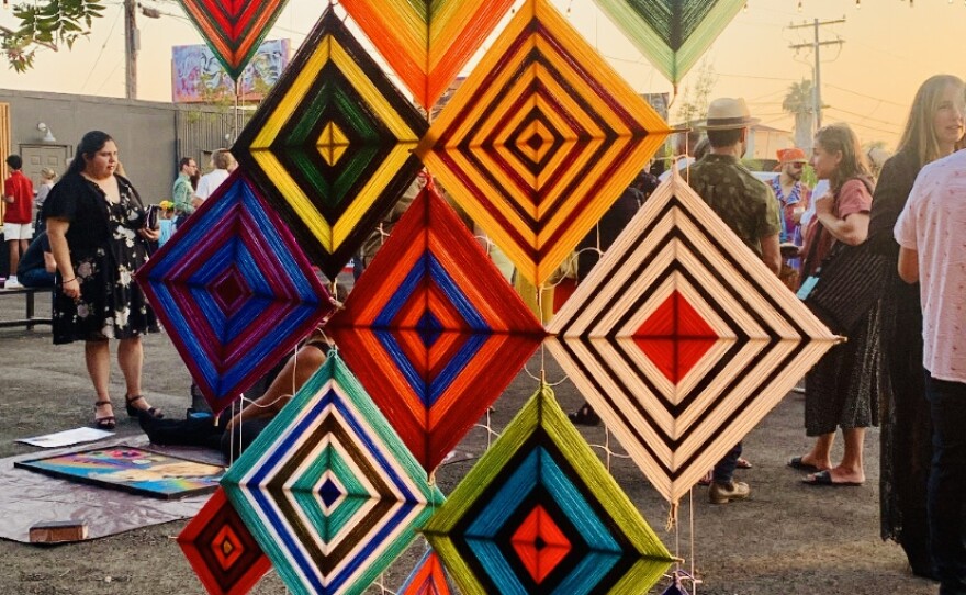 Natalie Gonzalez's "Ventana Huichola" work is shown in a 2023 photo at the ENVZN festival.