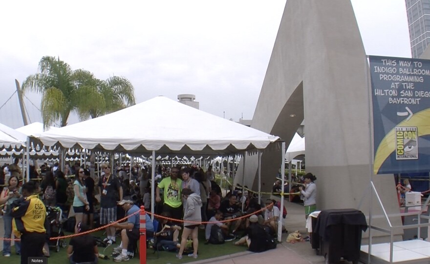 The tents to shelter the attendees in line for Hall H. July, 2009.