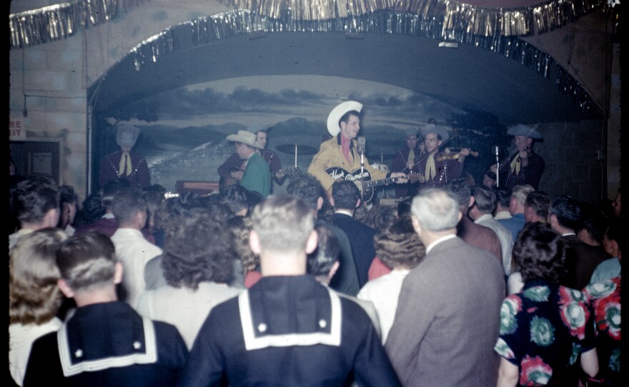 Hank Thompson performs to a packed house at the Bostonia Ballroom, now the Royal Palace Banquet Hall, in El Cajon, circa 1951.