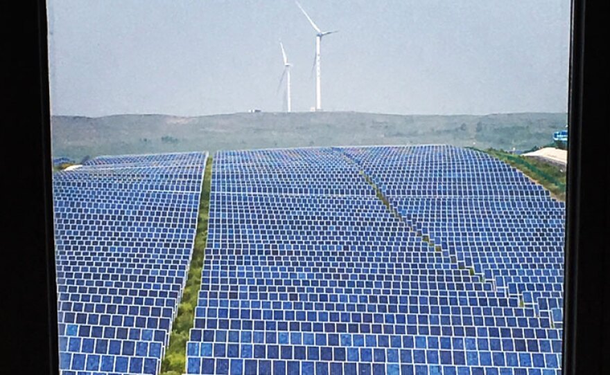The Zhangbei National Wind and Solar Energy Storage and Transmission Demonstration Project field of solar panels.