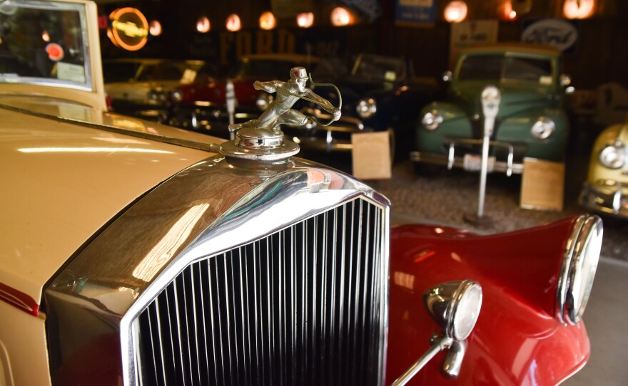 The archer hood ornament is shown on a Pierce Arrow at the museum on June 27, 2024.