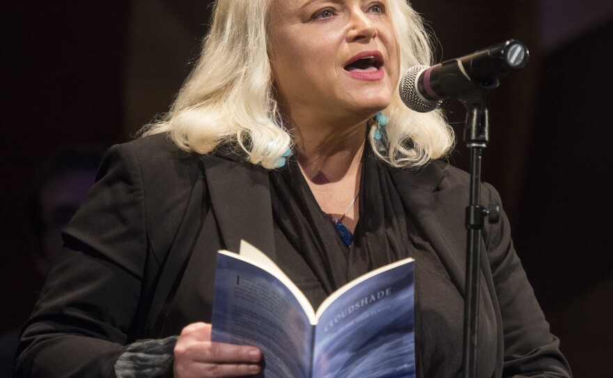'Wyoming poet, Lore Howell, performs at the live performance of Michel Martin's Going There at Colorado State University Tuesday May 24, 2016. The show was titled, " The Future of Water."'