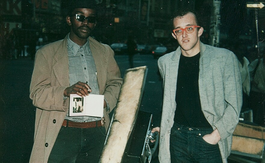 Keith Haring (right) and Fab 5 Freddy (undated photo).