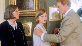 Mrs. Danvers (Diana Rigg), Mrs. de Winter (Emilia Fox) and Maxim de Winter (Charles Dance).
