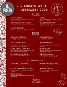 San Diego Restaurant Week at Il Posto Menu