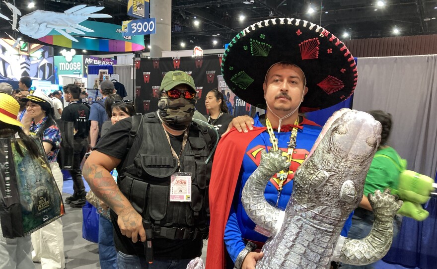 Political satire could also be found in some cosplay like this ICE agent putting "immigrant" Superman into "Alligator Alcatraz." July 25, 2025