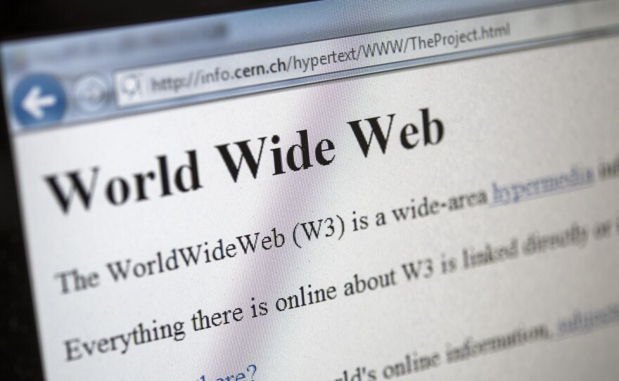 This picture taken on April 30, 2013 in Geneva shows a 1992 copy of the world's first web page.