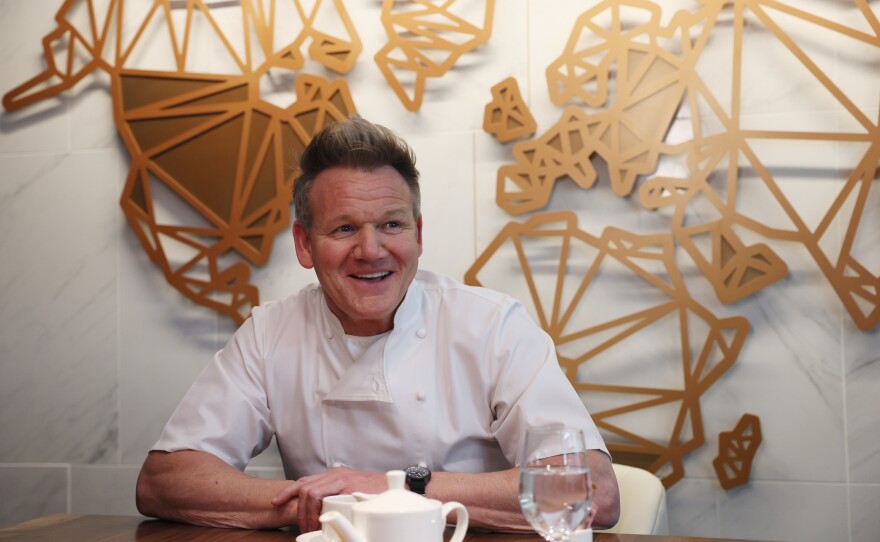 Gordon Ramsay laughs during an interview in Boston on Feb. 7.
