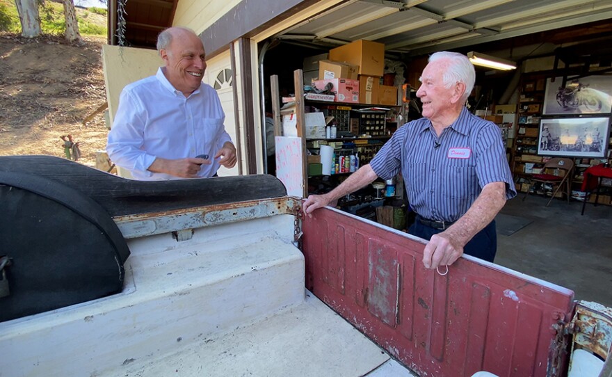 Host Ken Kramer and long-time San Diego mechanic Dennis Tolley, who in his 90s still makes house calls!