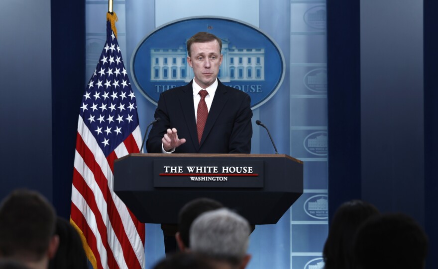 National security adviser Jake Sullivan speaks Israel and the war in Gaza during a news briefing at the White House