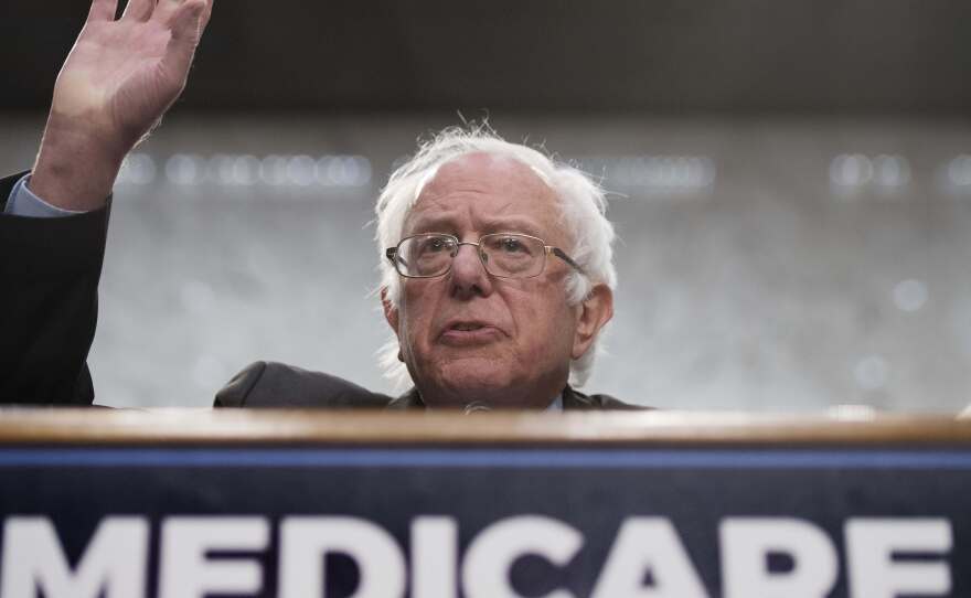 Sen. Bernie Sanders, I-Vt., discusses his "Medicare for All" legislation on Capitol Hill on Wednesday.