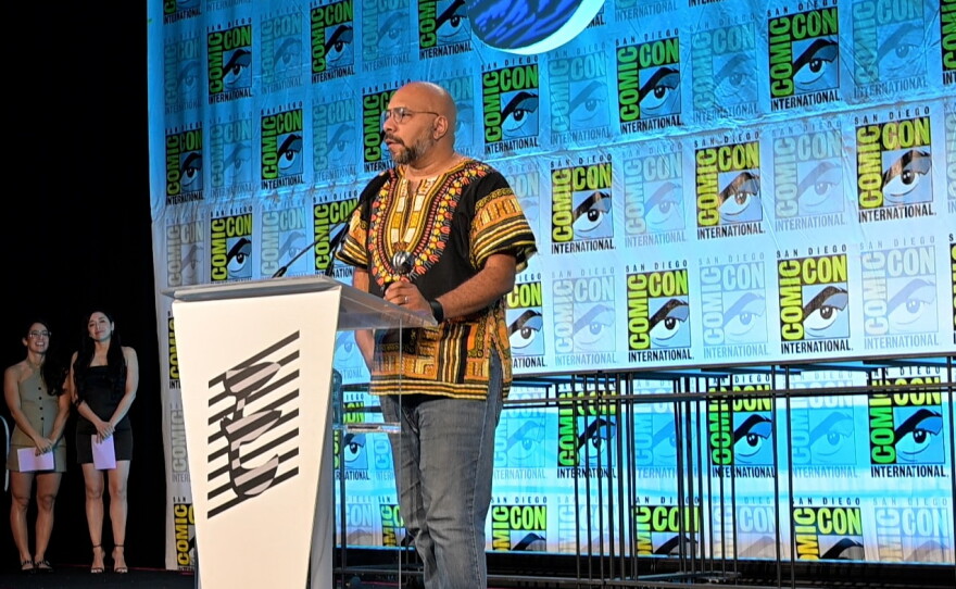 John Jennings accepting the award for Best Reality-Based Work for Ben Passmore's "Black Arms to Hold You Up: A History of Black Resistance." July 24, 2026