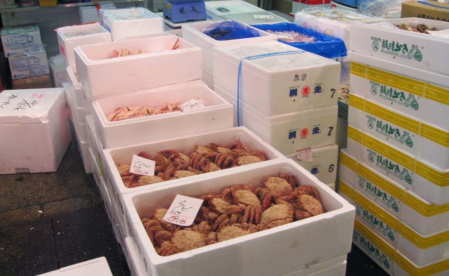 Truckloads of hundreds of varieties of seafood arrive at the market in the wee hours of the morning.