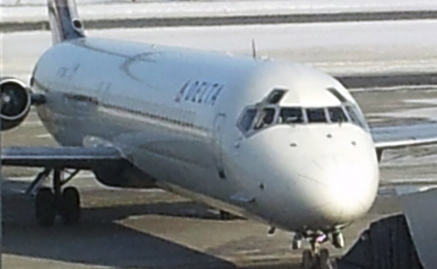 A Delta Air Lines DC-9 taxis on the tarmac at Minneapolis-Saint Paul International Airport on Monday before its final scheduled commercial flight.