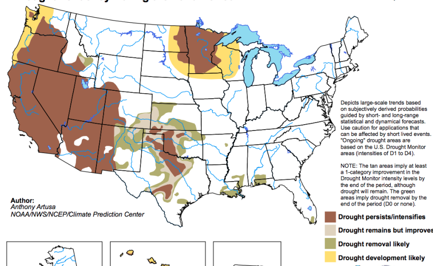 Drought conditions over San Diego County are expected to persist or intensify over the next three months.