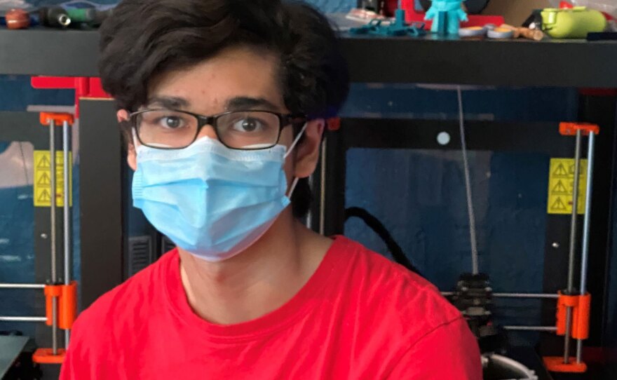 Zubin Kremer Guha, a senior at Columbia High School in Maplewood, N.J., has made more than 3,000 face shields as part of the SOMA NJ 3D Printers' Alliance.