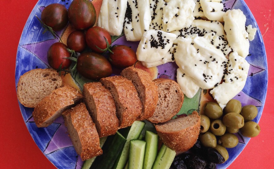 Once boiled and cooled, jibneh baida, fresh white cheese, makes a chewy, salty snack.