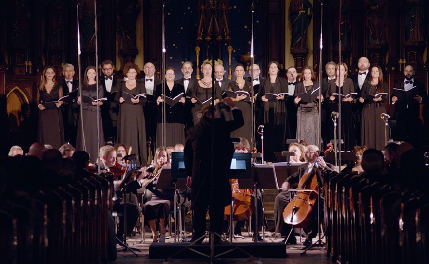 The orchestra and choir of Teatro Lirico di Cagliari performing The Oratorio.