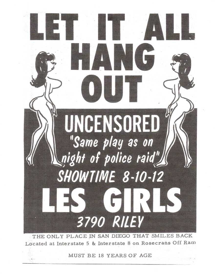 The 1969 ad for "Let It All Hang Out," what James Morgan referred to as "The Censorship Play" because it prompted a police raid and challenged the censorship laws in San Diego.