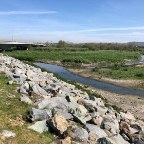 A steady flow of sewage from Tijuana enters the Tijuana River Valley on the US side of the border on Jan 20, 2020.
