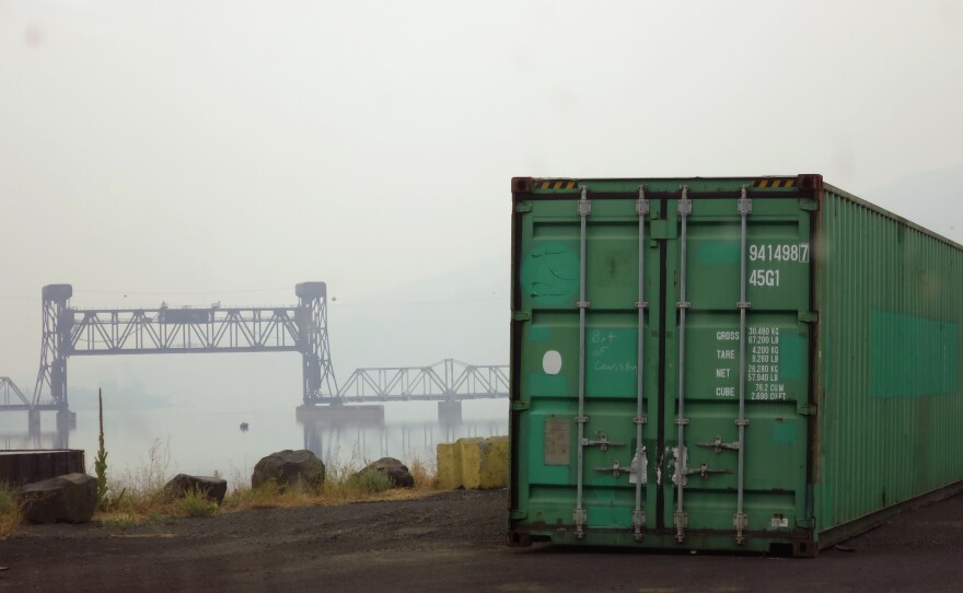 The container yard at the Port of Lewiston, Idaho is virtually empty. Last year at this time there were 250 containers here, ready to carry farmer's crops down the Snake and Columbia Rivers to the Port of Portland and onto Asia and South America.