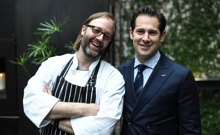 Dave Arnold, founder and president of MOFAD (right), with Wylie Dufresne, chef.