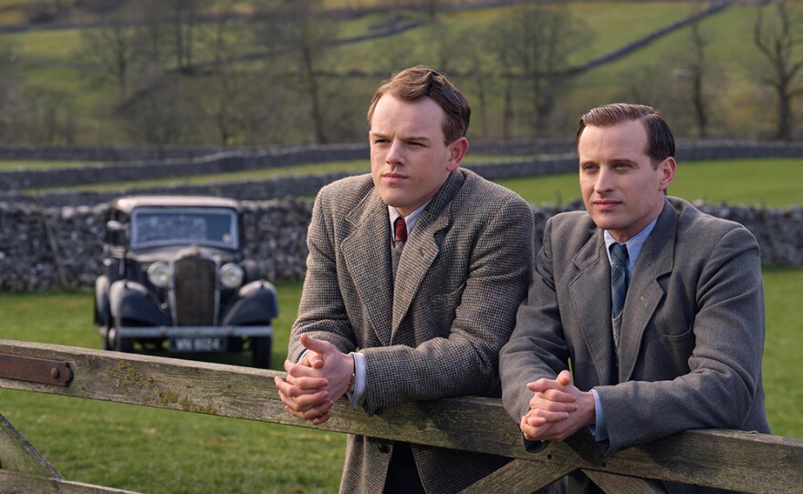 Tristan Farnon (Callum Woodhouse) and James Herriot (Nicholas Ralph) in ALL CREATURES GREAT AND SMALL: Season 2 on MASTERPIECE.
