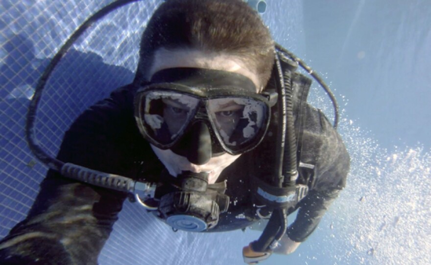 Host Jorge Meraz gets a scuba diving lesson at the Rosarito Beach Hotel & Resort, Rosarito, Baja California México.