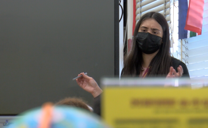 Samantha Mohn substitute teaching at Montgomery Middle Magnet School, Linda Vista, CA November 3, 2021