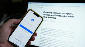 A logon screen for Facebook and the new Meta policy are photographed in Sydney, Australia, on Nov. 20, 2025.