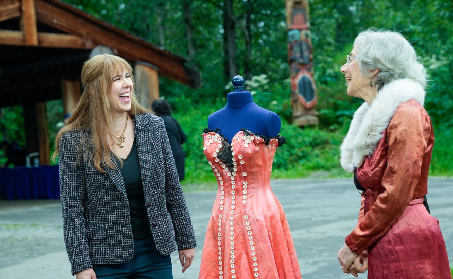 Laura Woolley (left) appraises Angela Lansbury and MGM costumes, ca. 1945, in Anchorage, Alaska. ANTIQUES ROADSHOW “Alaska Native Heritage Center, Hour 2” premieres Monday, January 15 at 8/7C PM on PBS.