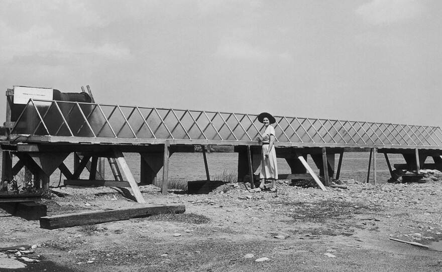 Mária Telkes and her solar still. January 1952.