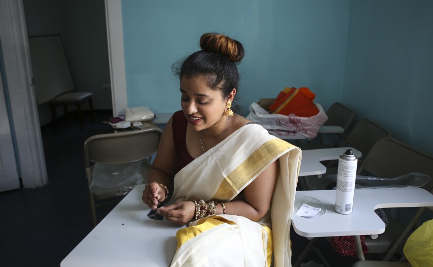 Marianne Alapat sits in St. Thomas' religious instruction classroom, where she once taught the congregation's children.