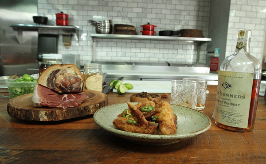 Ham and chicken wings.