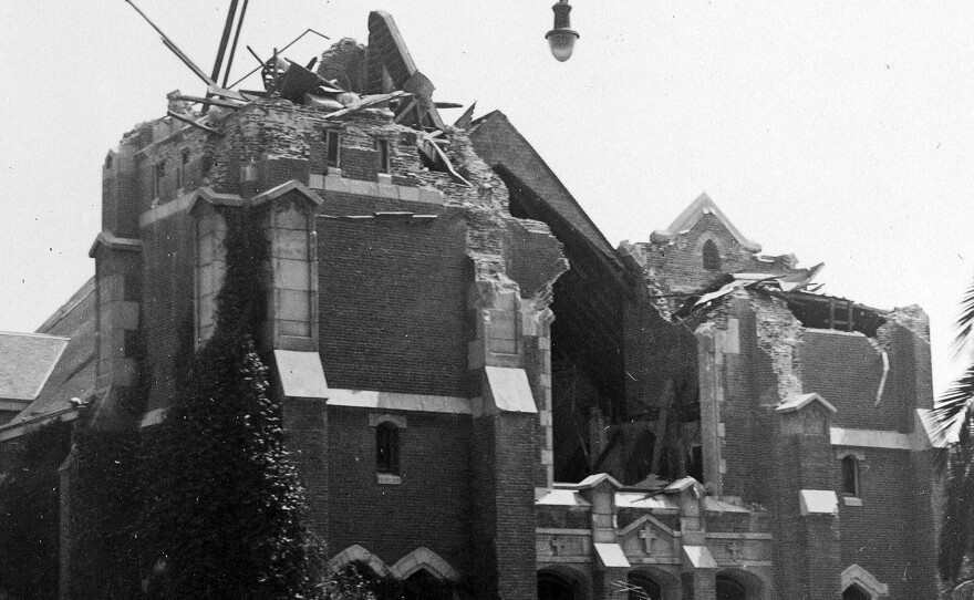 This 1933 photo made available by the U.S. Geological Survey shows the ruins of St. Anthony's Church in Long Beach, Calif., after an earthquake struck on March 10, 1933.