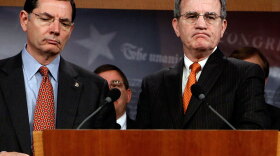 Sen. Tom Coburn of Oklahoma (right), seen with fellow Republican Sen. John Barrasso of Wyoming, has proposed an amendment to the health overhaul that would bar coverage of Viagra for sex offenders.