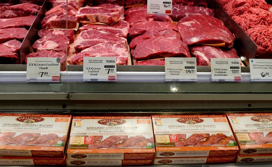 Meat prices at a grocery store in New York City on Jan. 12, the day of the last consumer price index report, which showed inflation at 7%.
