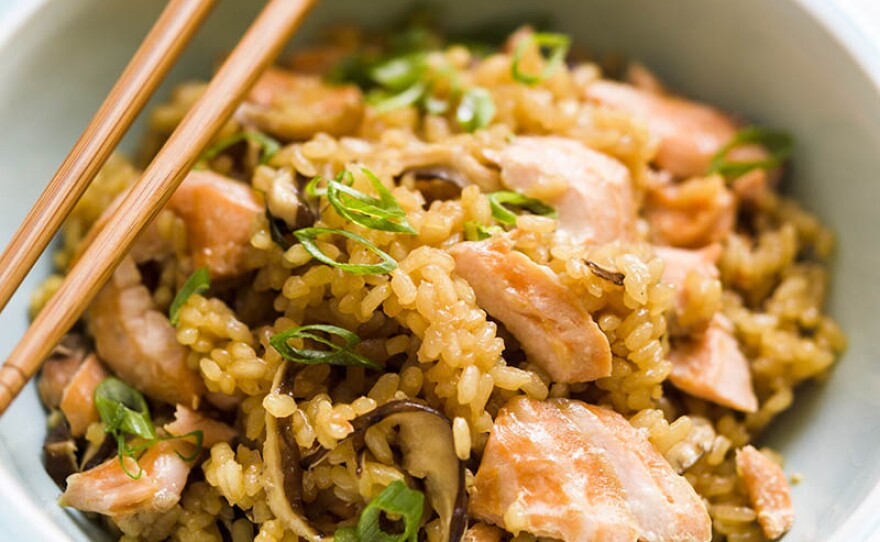 In this episode, host Chris Kimball continues his travels through Japan. Back at Milk Street, Chris and Milk Street cook Lynn Clark prepare Japanese-style rice with flaked salmon and shiitake mushrooms (sake to kinoko takikomi gohan).