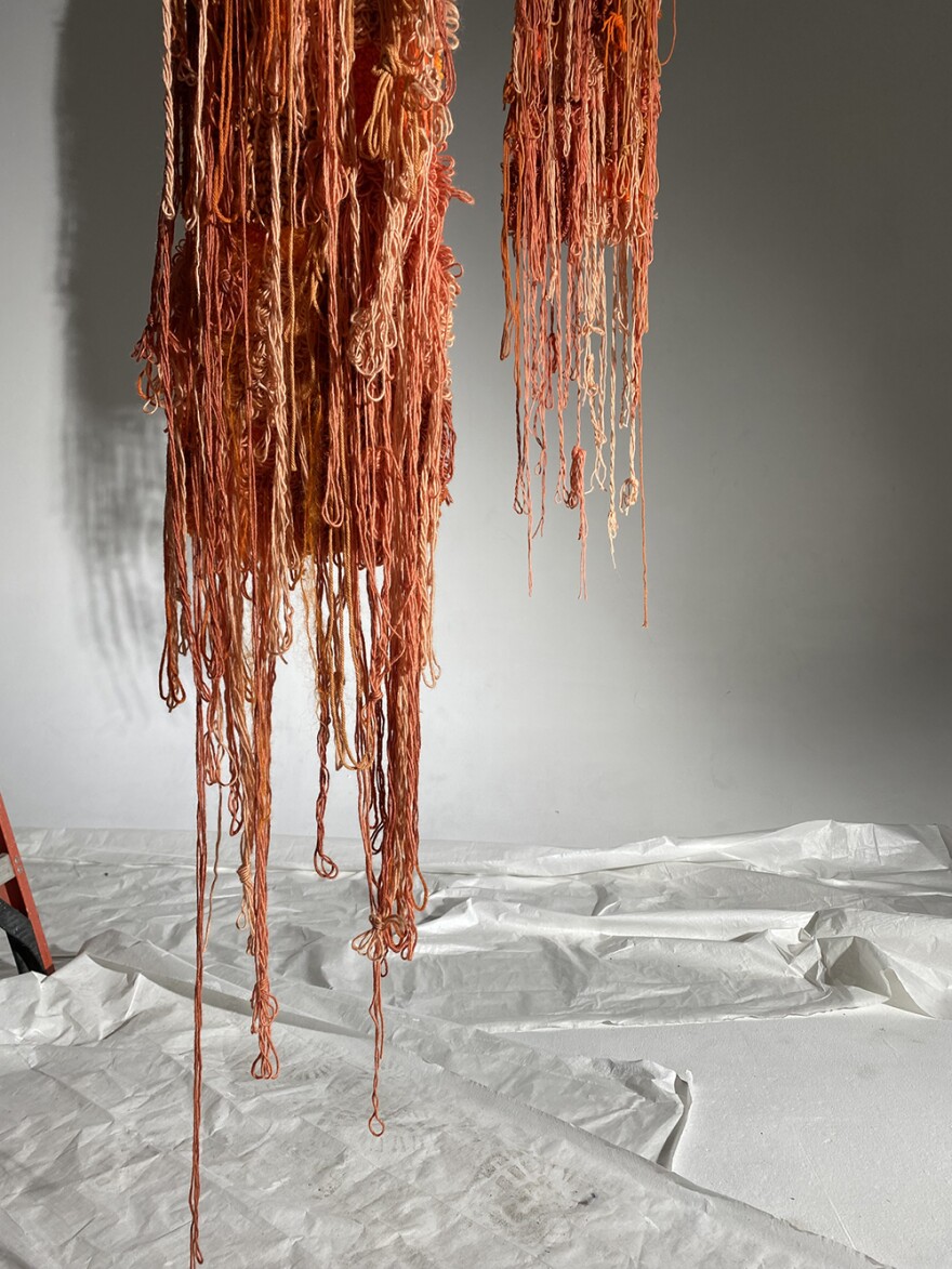 Detail of Denja Harris' 2023 textile work, "Sometimes but Not Always," is shown in an undated photo.