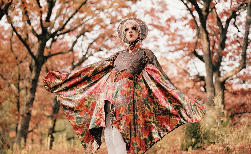 Photographer Liam James Doyle worked with Utica on this lamé look inspired by figures in biblical paintings.