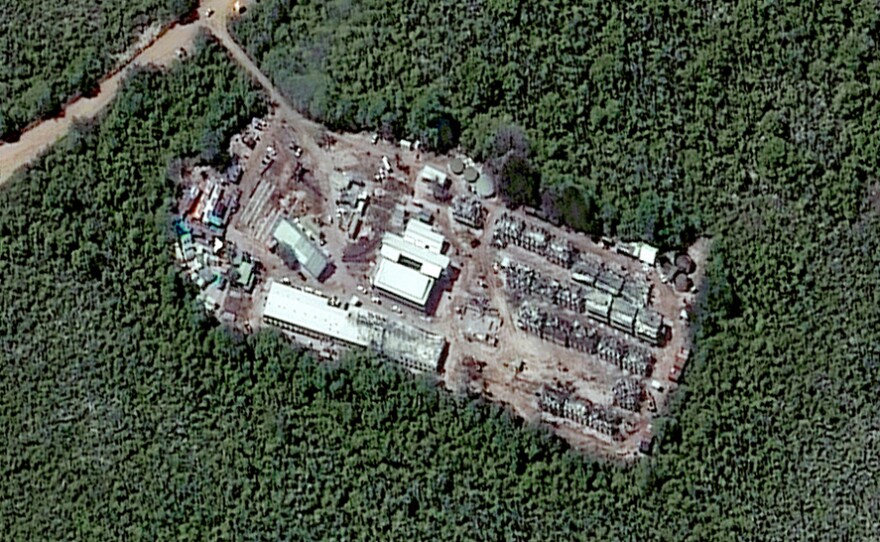 A closeup satellite image of a detention camp in Nauru taken on July 24, 2013.