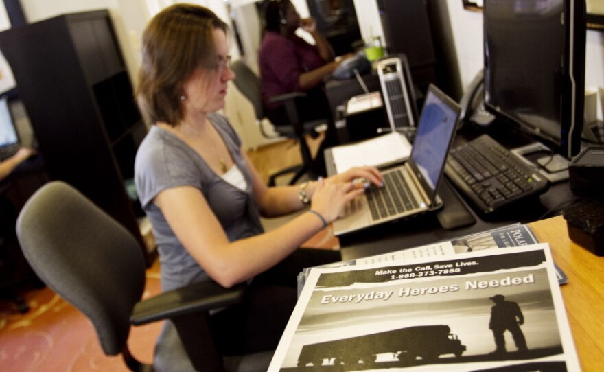 Workers at the National Human Trafficking Resource Center in Washington, D.C., answer nearly 2,000 phone calls to their anti-trafficking hotline every month. The organization is enlisting truck drivers to help identify possible victims of sex trafficking.
