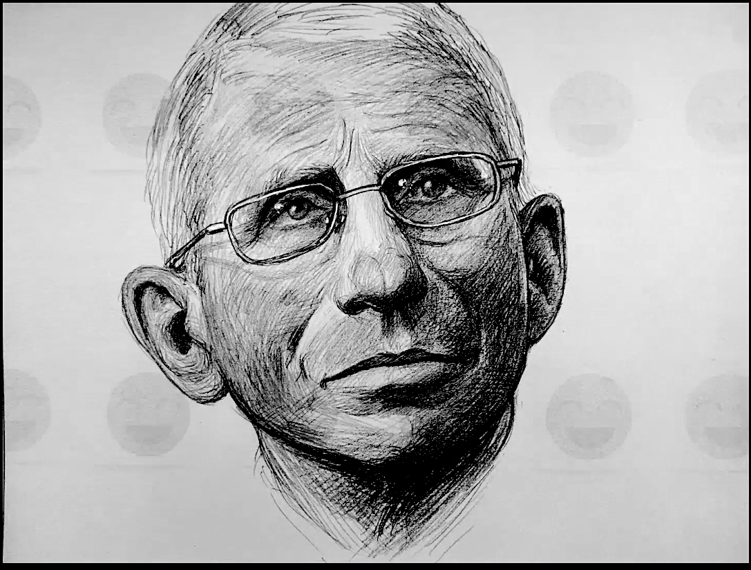 A still from artist Hugo Crosthwaite's stop-motion animation portrait of Dr. Anthony Fauci. The work is part of the National Portrait Gallery's 2022 "Portrait of a Nation" exhibition, honoring seven notable Americans.