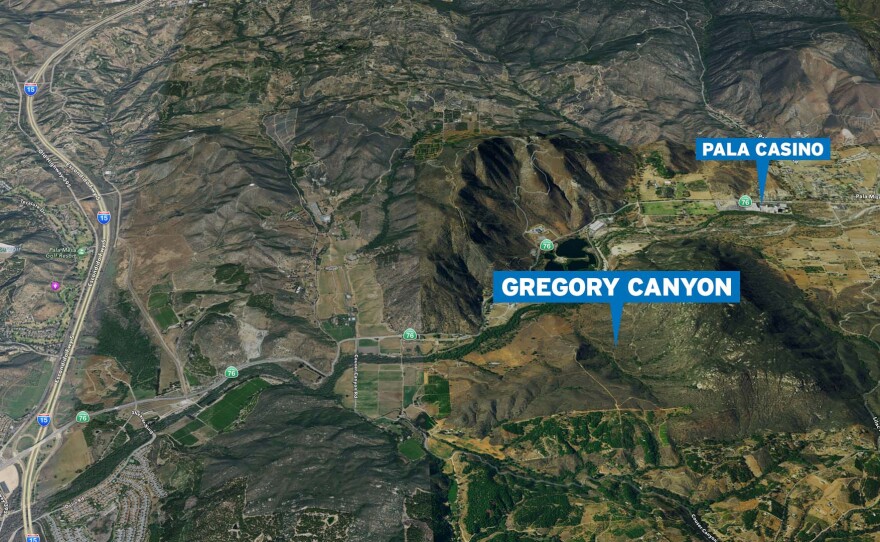 An aerial view of Gregory Canyon, Nov. 18, 2016.