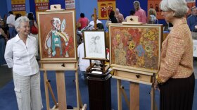 At ANTIQUES ROADSHOW in Tucson, Arizona, appraiser Colleen Fesko of Skinner (right) proves she's an insider when she discovers a trio of paintings by 20th-century French "outsider " artist Gaston Chaissac. The artist never fit into a standard style, using anthropomorphic shapes, pre-historic images, children's art images, with a strong Picasso influence throughout his pieces. Purchased by the owner's parents at an art gallery in Paris in the early 1960s, this collection of later Chaissac works is given an auction value of $50,000 to $100,000.
