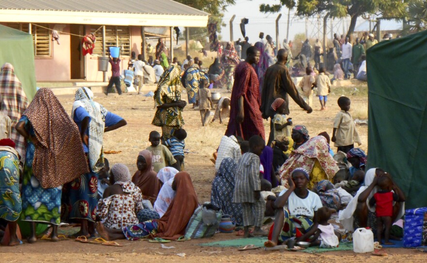 Displaced men, women and children fleeing Boko Haram have set up a temporary camp at the National Youth Service Corps Center in Damare, outside Yola, the capital of Adamawa state in northeast Nigeria. Aid workers say displaced people in Yola outnumber local residents.