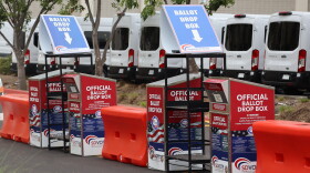 Ballot drop boxes outside the San Diego County Registrar of Voters, photographed on Tuesday, Oct. 14, 2025.