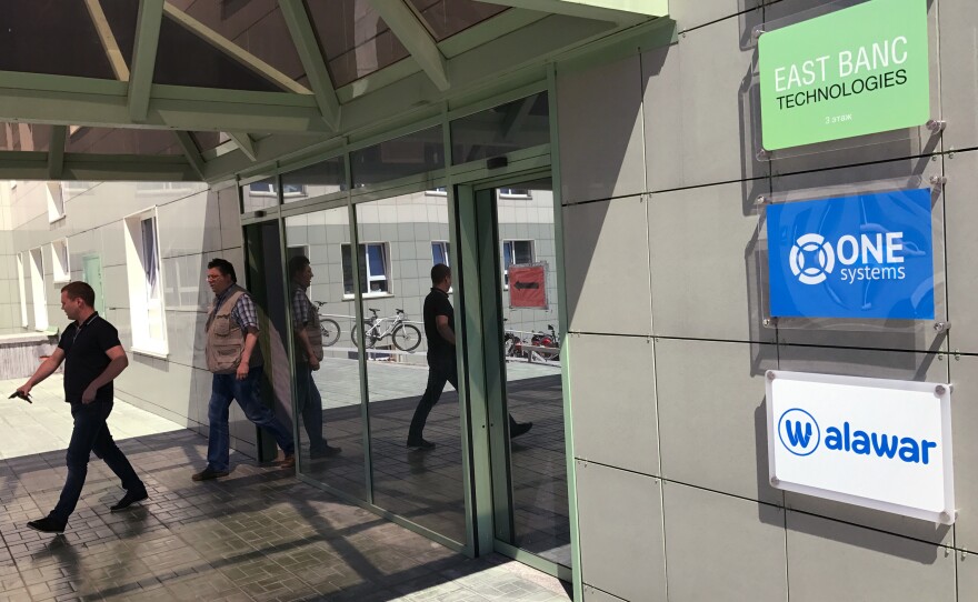 Tech workers leave a building housing Alawar, an Akademgorodok game company founded in 1999. Today the technology park is home to more than 200 companies with 5,000 employees