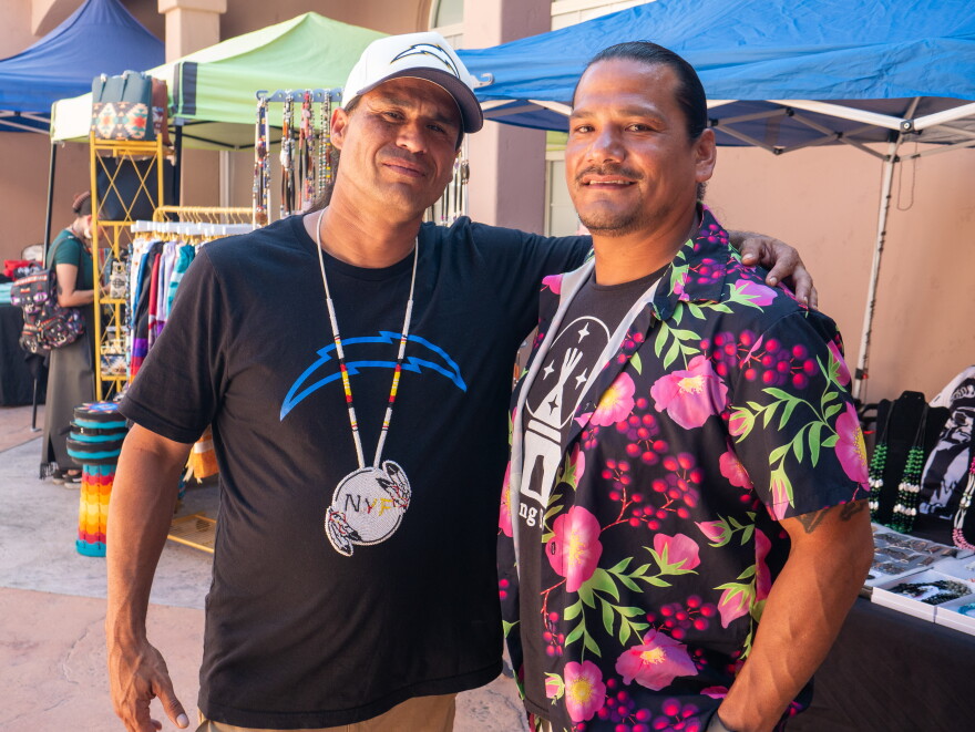 Keith Vasquez (left) and Kansas Middletent stand for a portrait photo at the Barona Community Center on July 21, 2026.