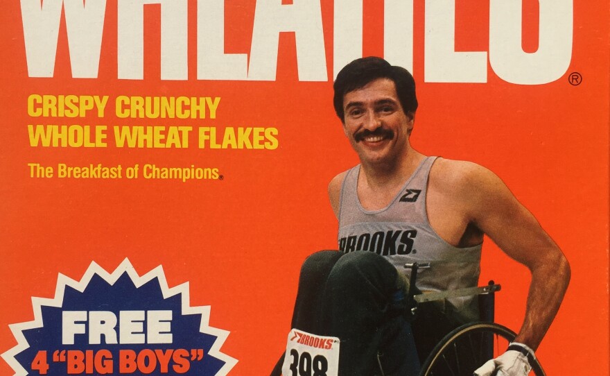 George Murray a two time wheelchair champion on the front of the "Breakfast of Champions."
